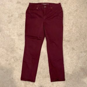 Girlfriend Slim Leg Ankle Maroon Pants